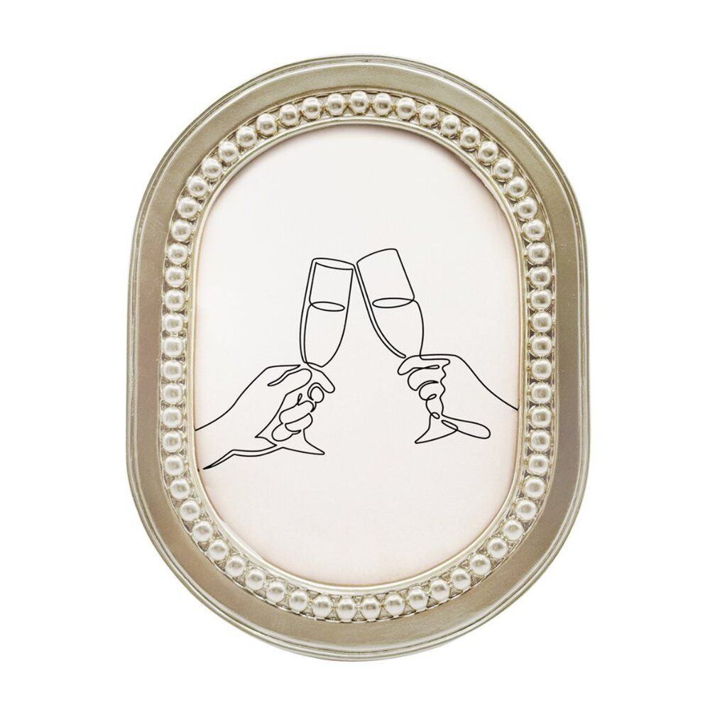 Oval 5x7 Champagne Bottle Easel Stand Picture Frame